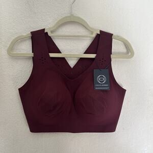 Evelyn & Bobbie Jewel Cut Defy Wirefree Bra Burgendy Red Size XL NWT $98
